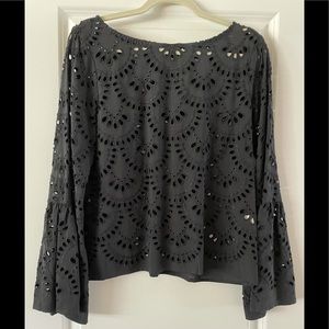 Size S Karen Kane crochet bell sleeve blouse
